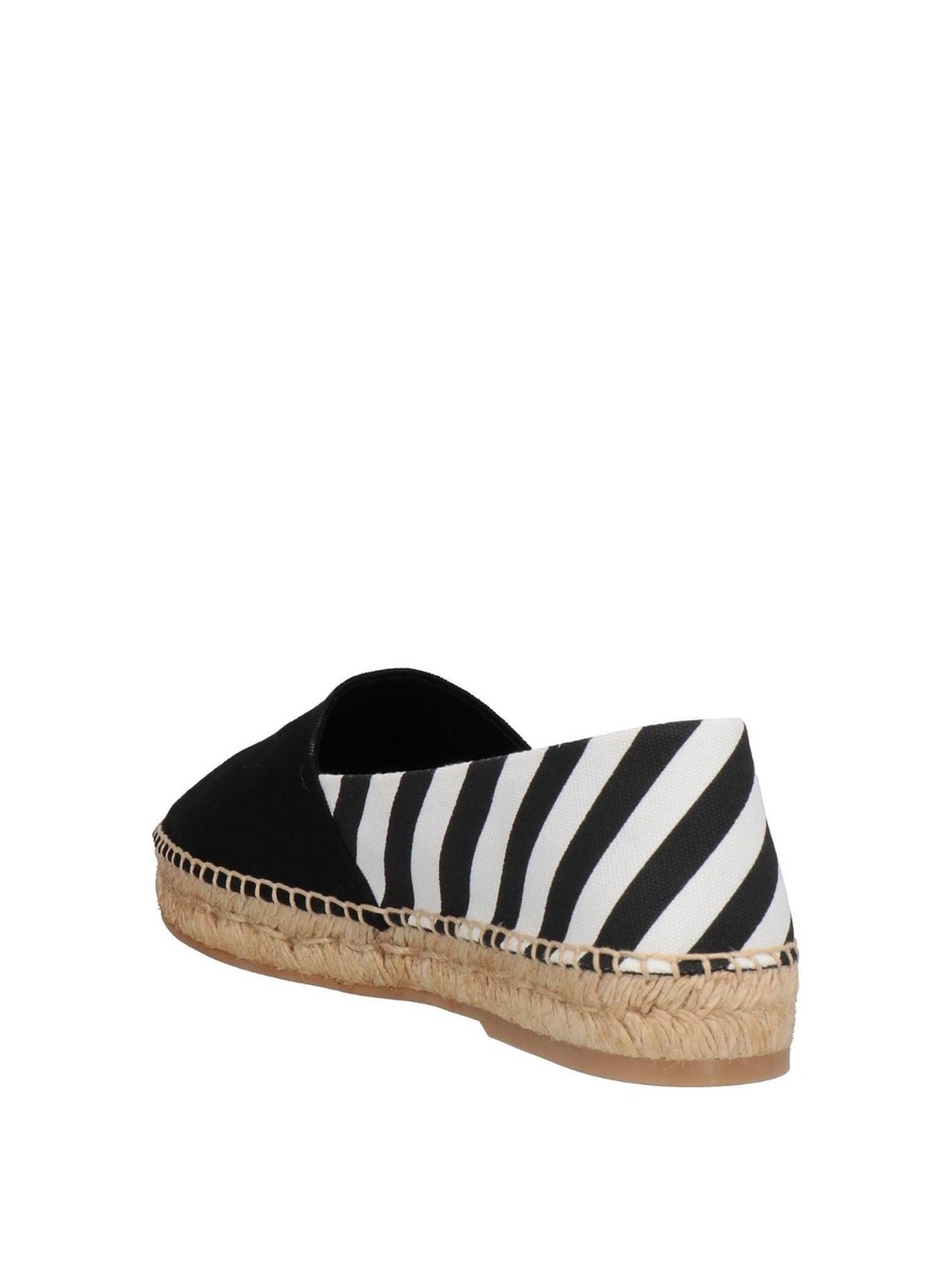 Off-White Black Canvas Espadrille with Striped Heel - Picture 3 of 4